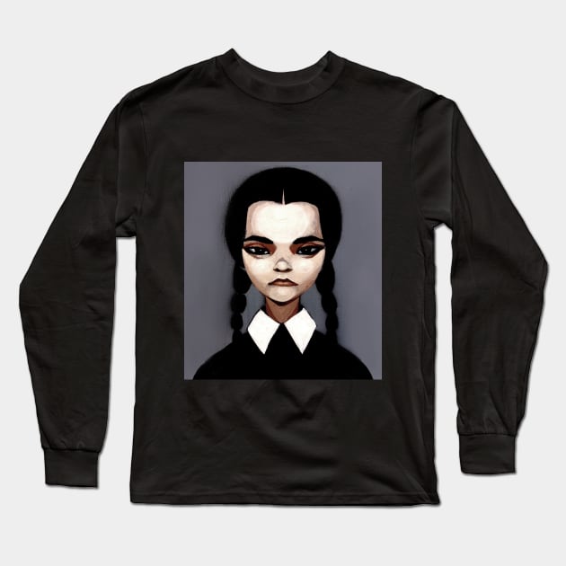 Wednesday Addams Long Sleeve T-Shirt by Mikekimart